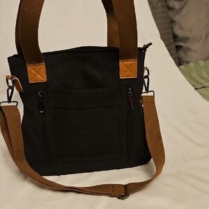 Elegant Black and Tan Crossbody Bag